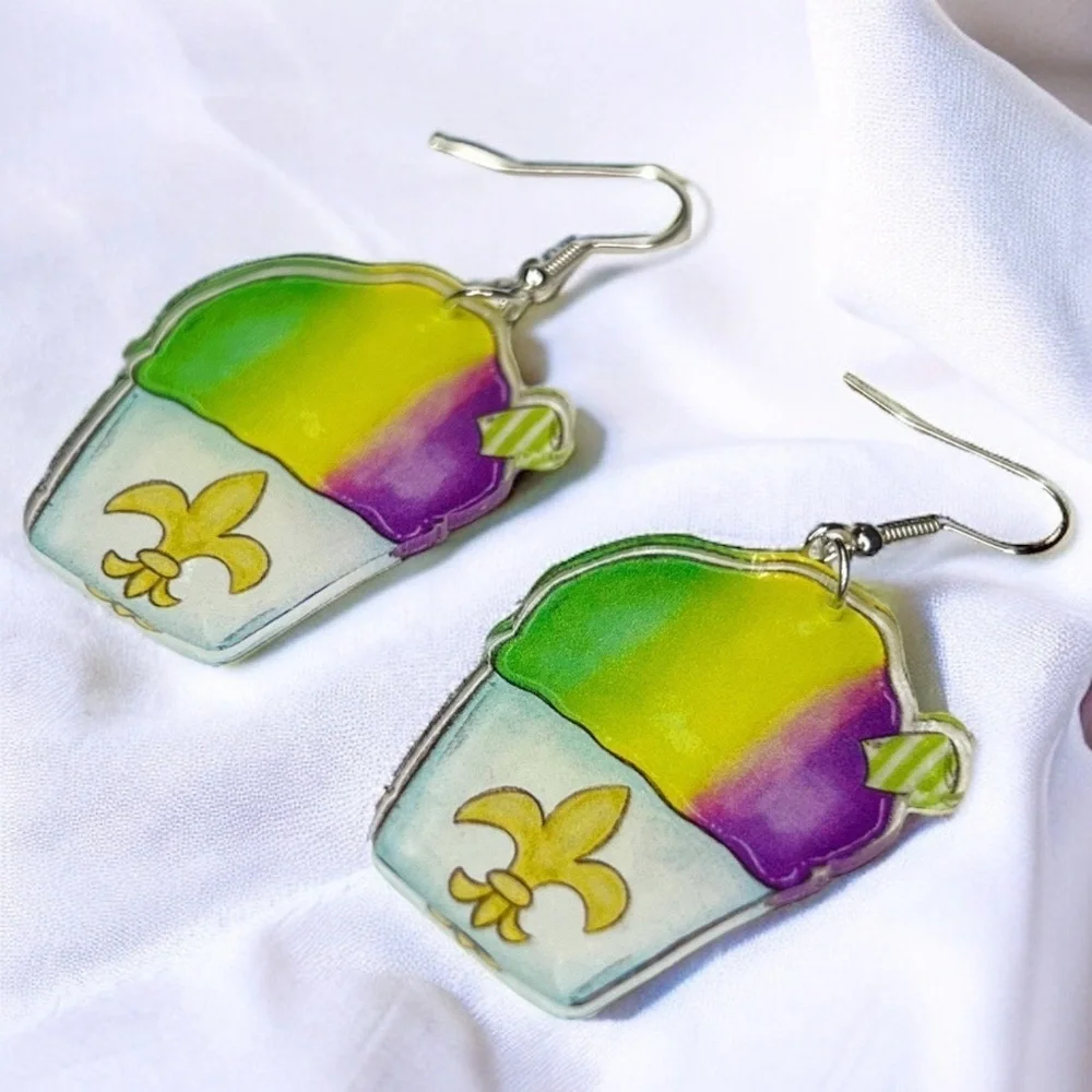 NWT Mardi Gras Snowball Earrings – Sweet & Festive Dangles!